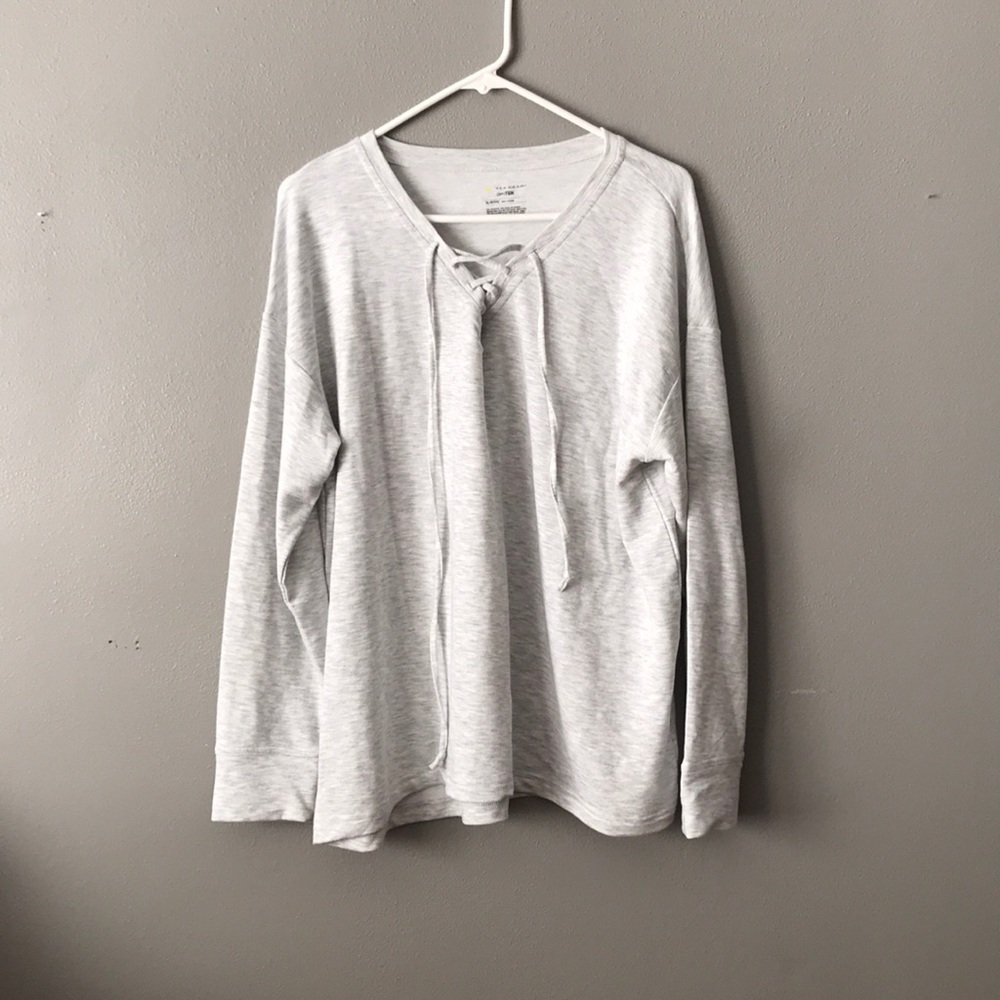 Gray active lace up hoodie